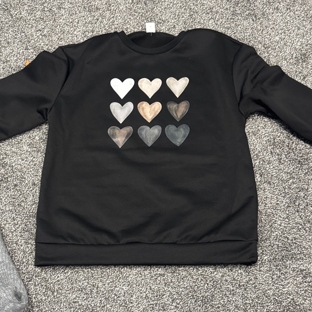 SHEIN Black Top with Heart Accents